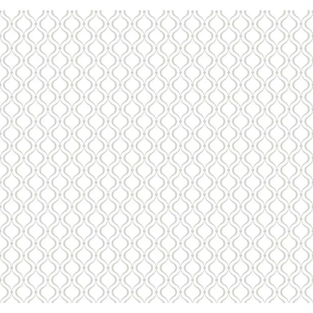 2 Double Rolls YORK WALLPAPER 'Cool Kids' Glitter Trellis Silver White Prepasted